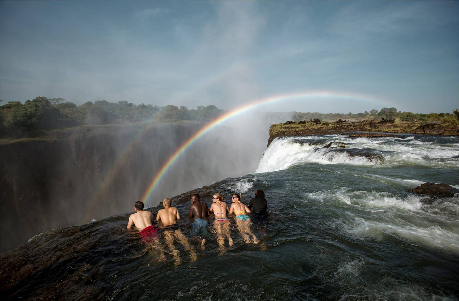 Swimming in Devil's Pool, Livingstone island Victoria Falls