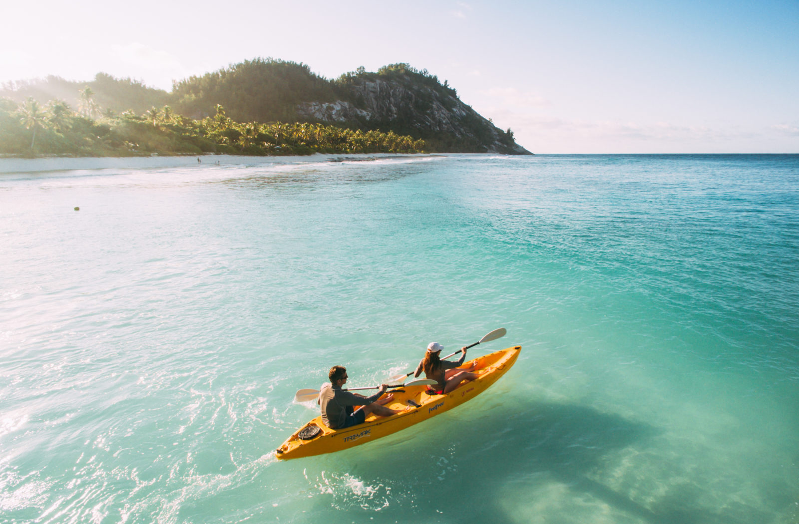 Kayak the clear waters of Seychelles